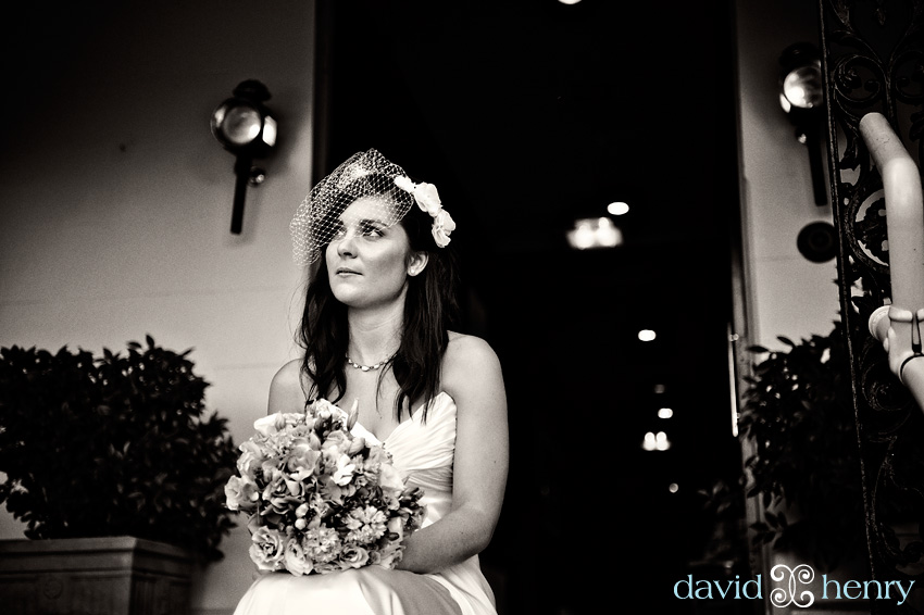 Bride on front steps