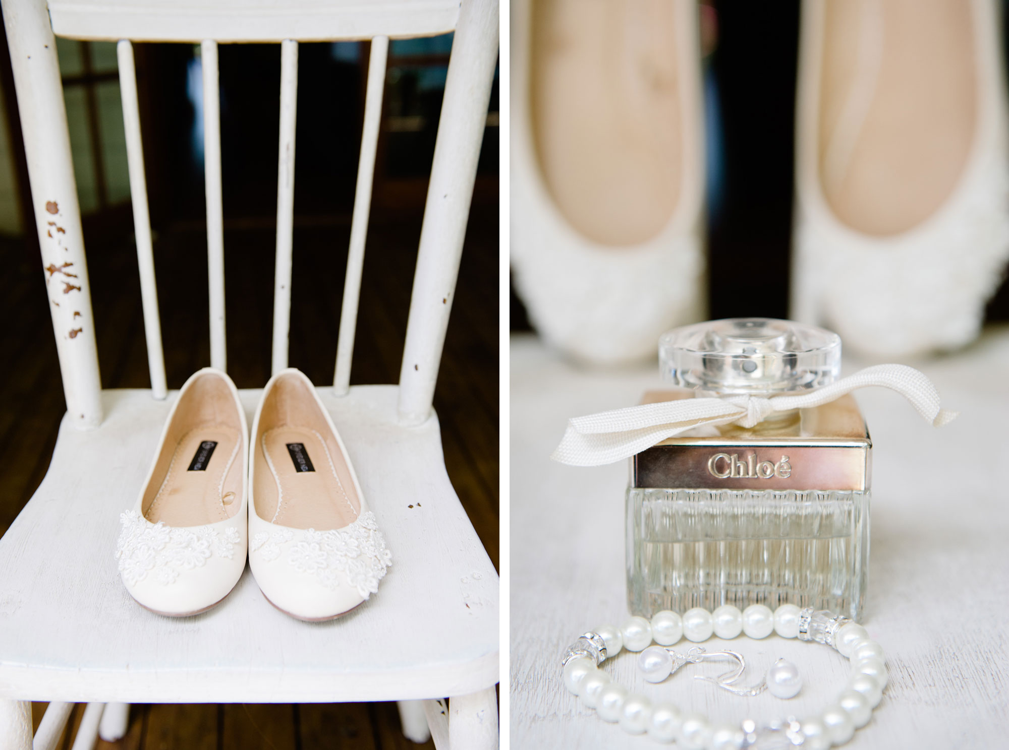 Brides shoes and perfume