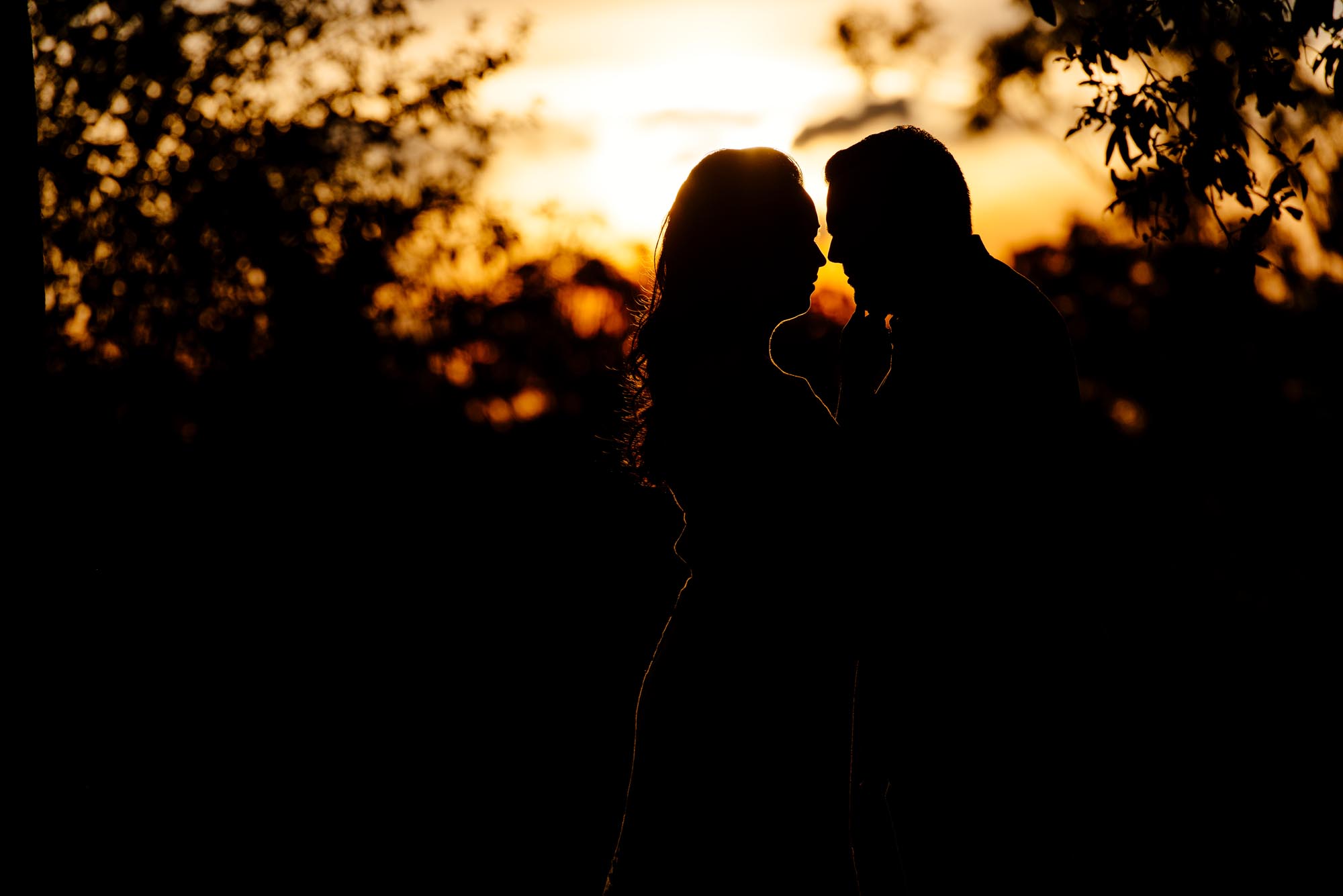 Neil and Emma sunset silhouette at Lake Parramatta