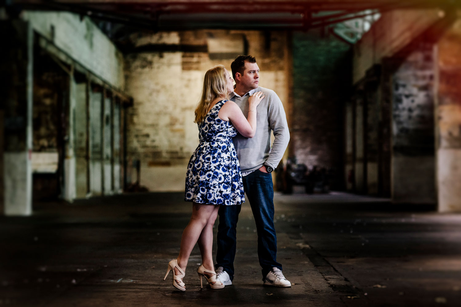 Engagement photos in Warehouse on Sydney Harbour