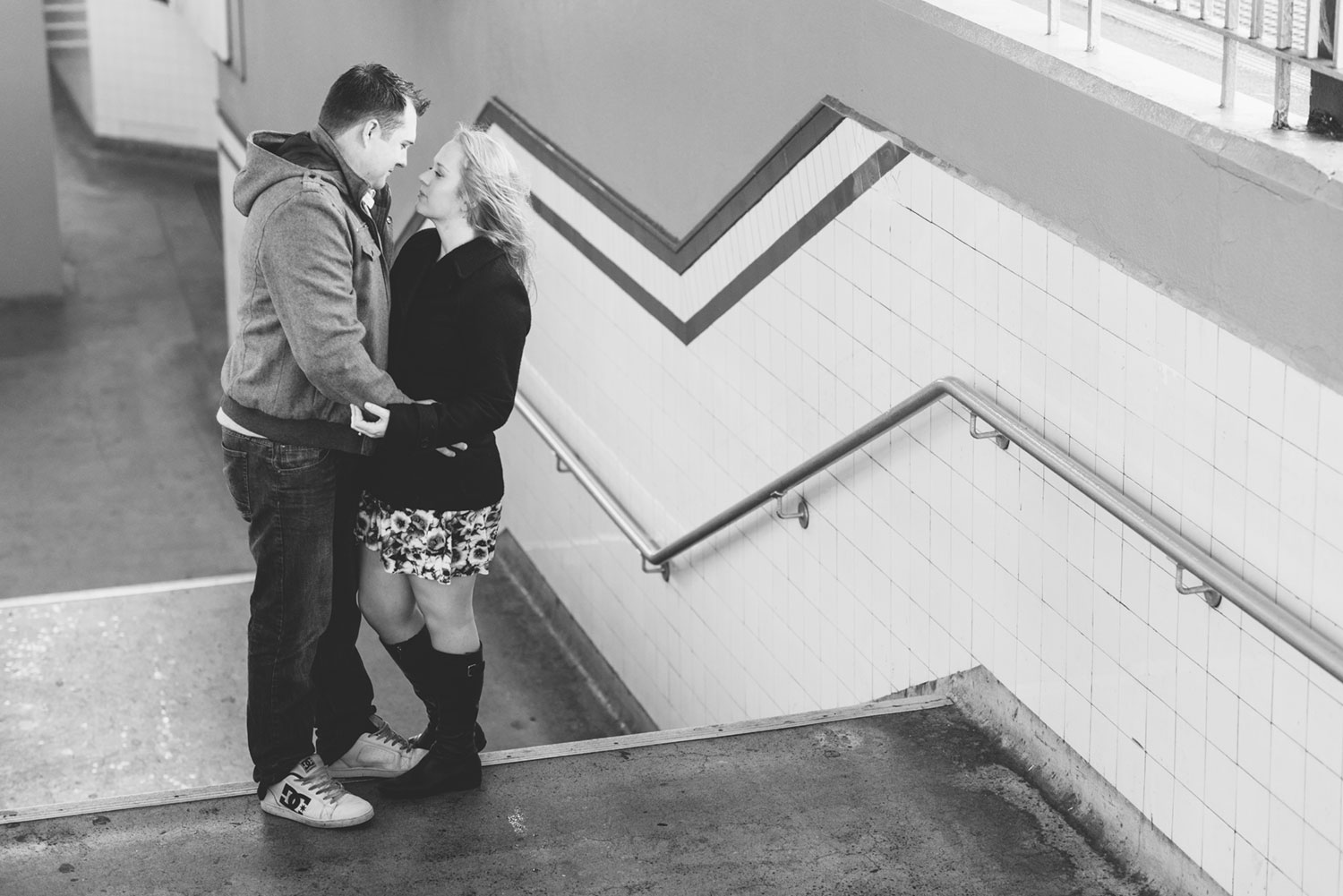 Engagement photos at train station