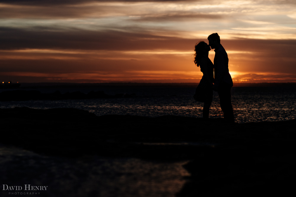 A quiet moment during Bare Island sunset pre-wedding photos