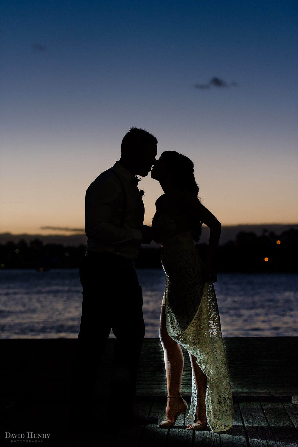 Bride and Groom Sydney Harbour Silhouette
