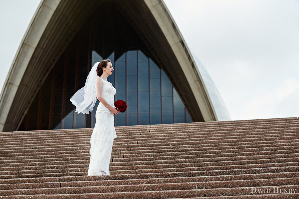 Bride on wedding day at Sydney Opera House