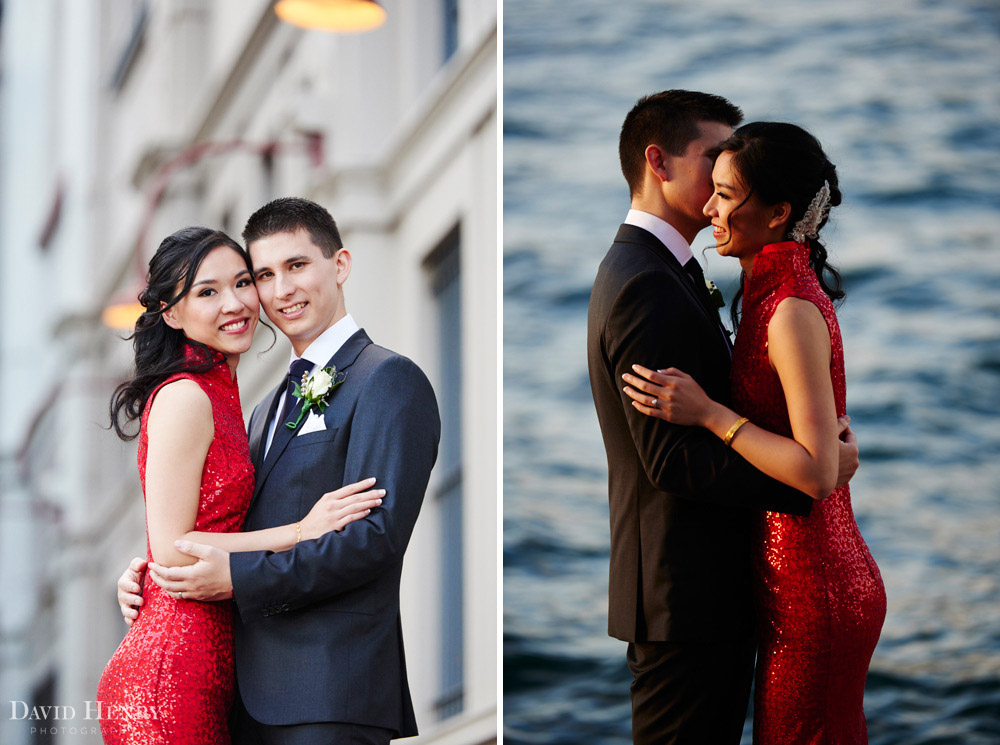 Sydney wedding photos with bride in gorgeous red dress
