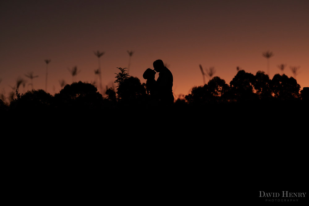 Silhouette of Bride and Groom in Wollongbar