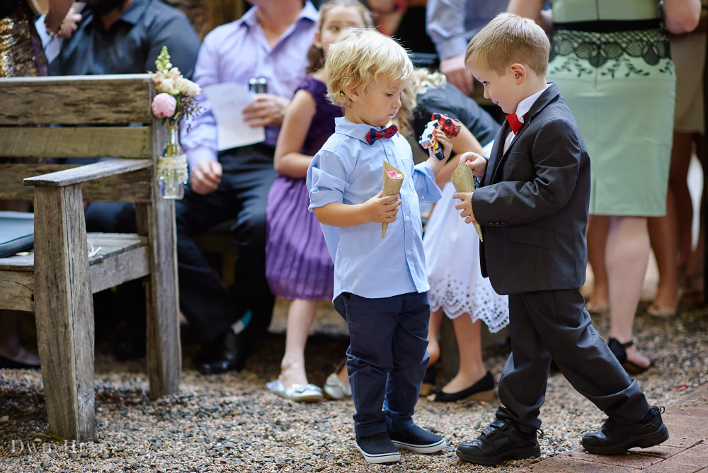 Kids getting up to mischief at wedding ceremony
