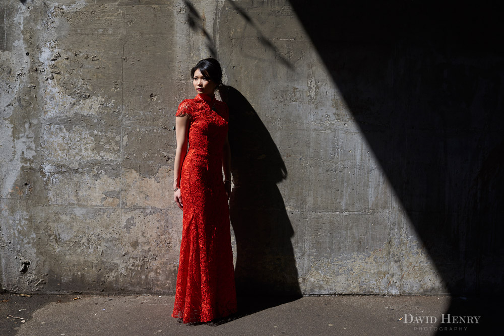 Gorgeous bride in her traditional red chinese dress