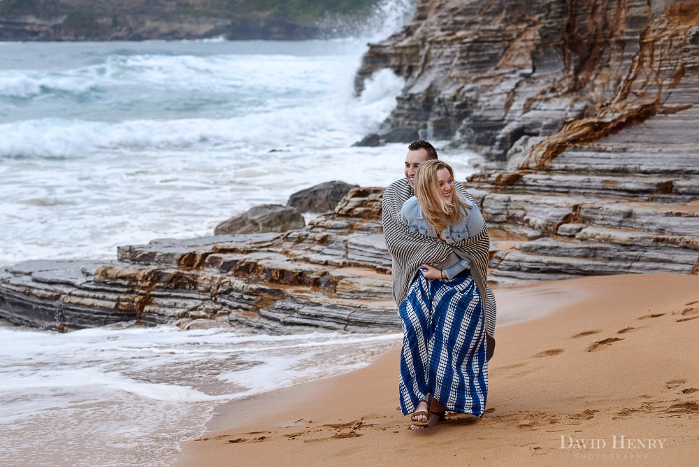 Laughter at Mona Vale Beach Engagement session