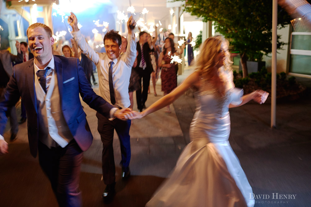 Sparkler exit from wedding ceremony at Pymble Golf Club