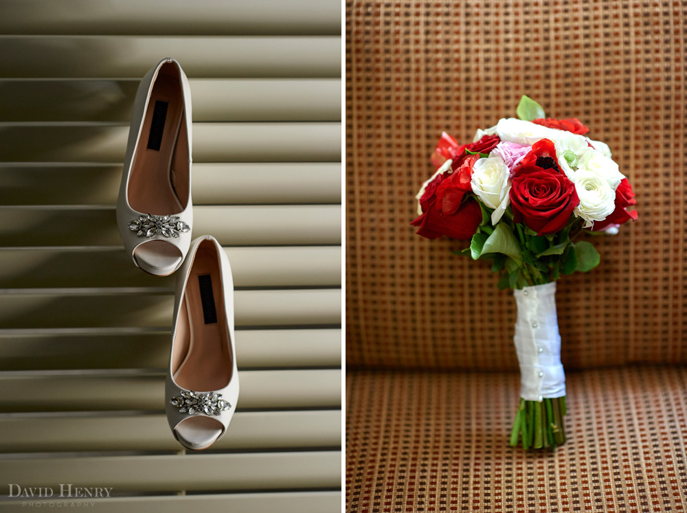 Bride bouquet and shoes