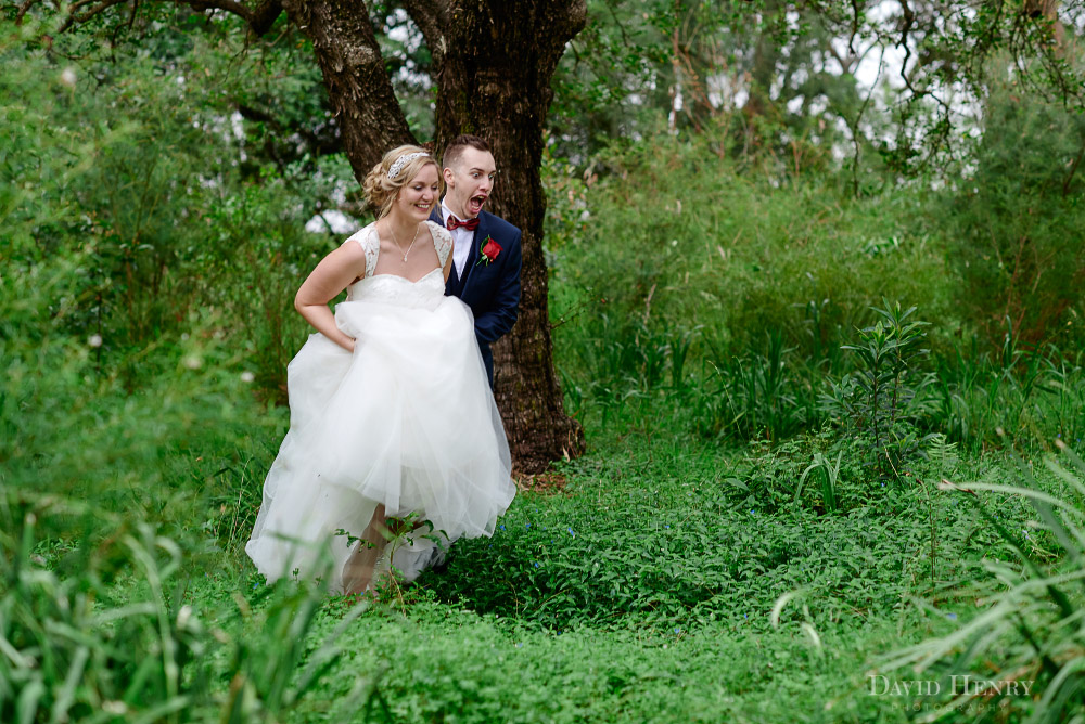 Fun and frivolity with bride and groom