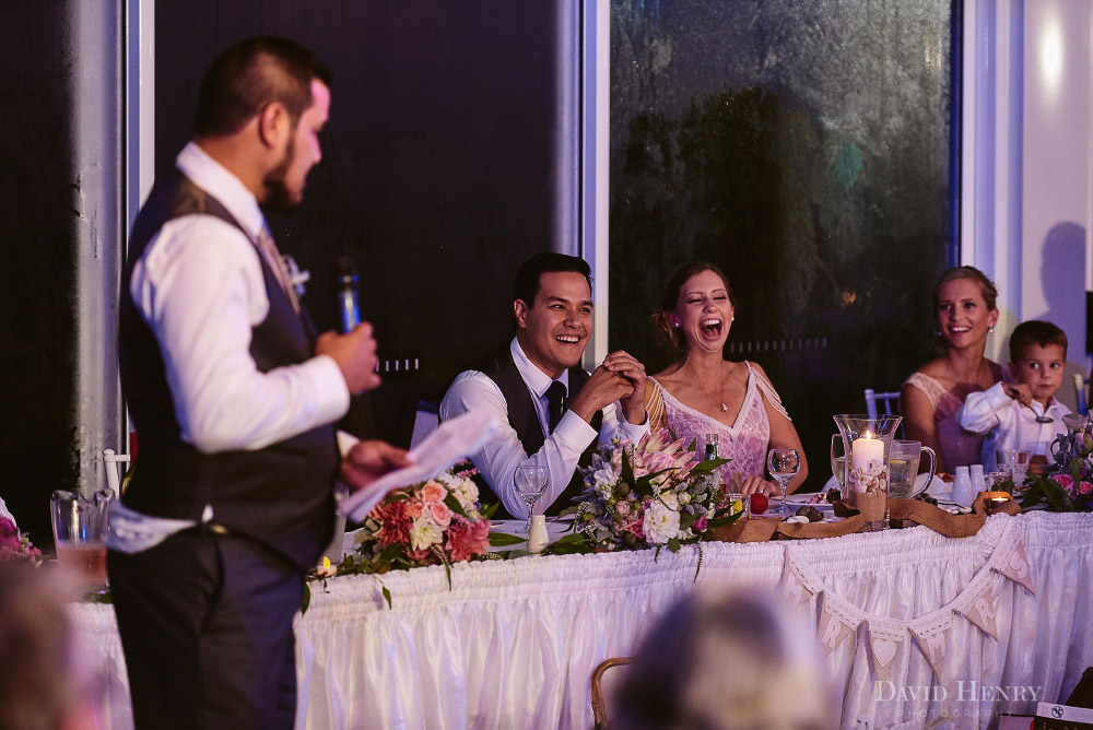 Laughter during wedding reception
