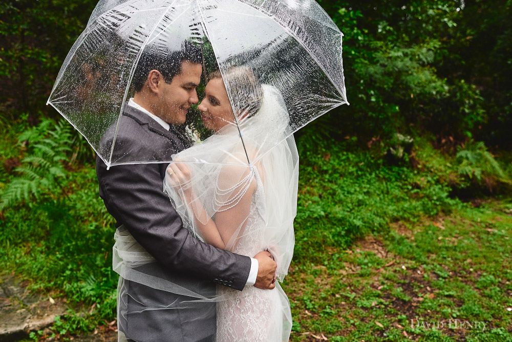 Wedding photos in rain at Panorama House