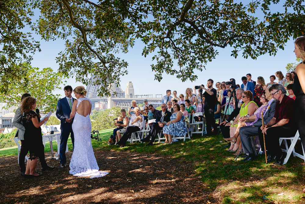 Wedding ceremony under the tree at Observatory Hill
