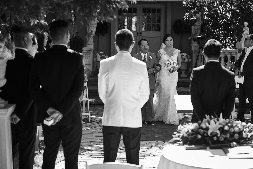 Walking down the aisle at Oatlands House