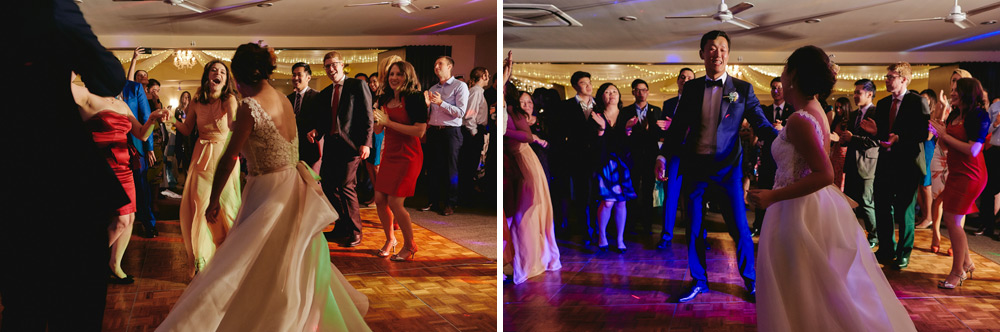 Bride and groom dancing with their wedding guests