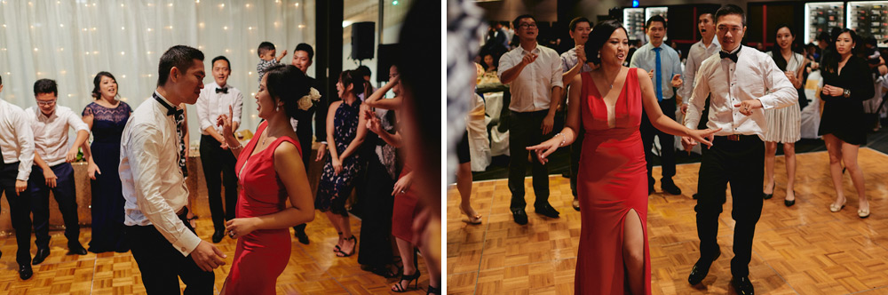 Dancing fun at wedding reception