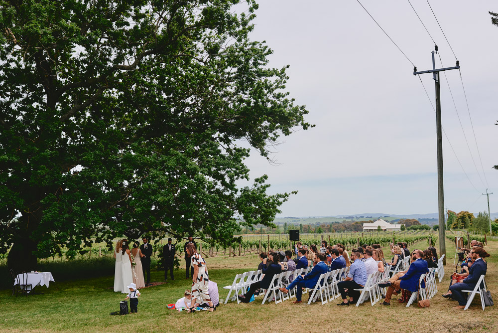 View of wedding at La Colline