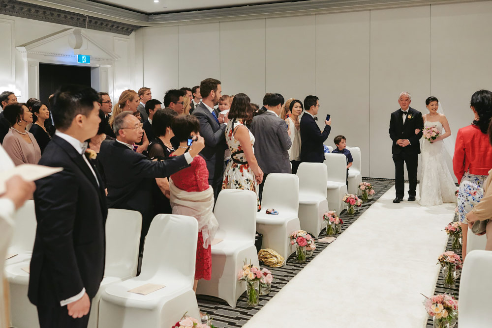 walking down aisle at InterContinental Sydney Double Bay