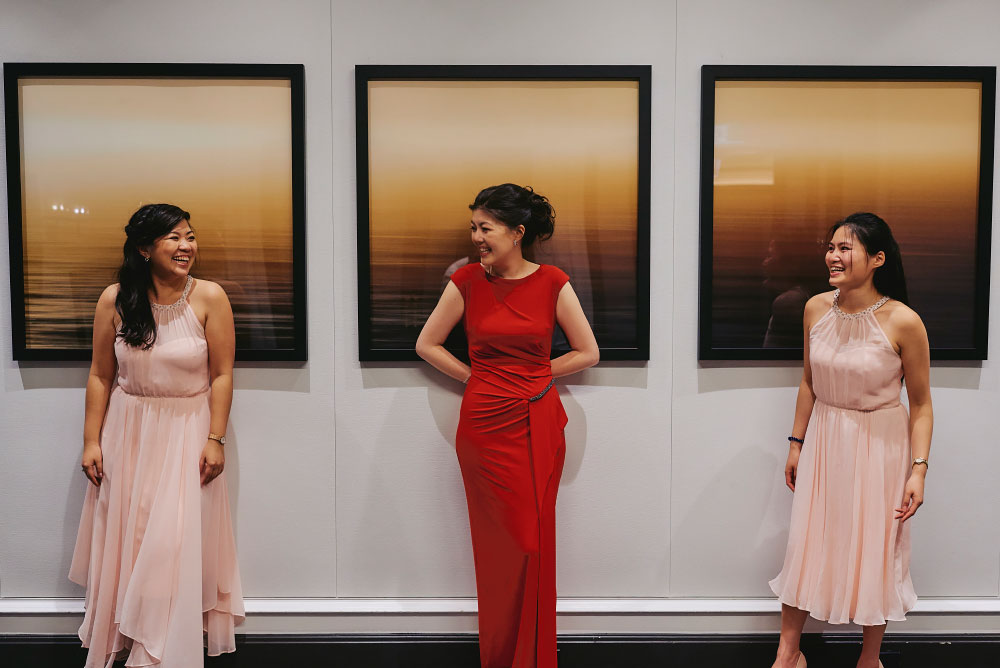 bride with her bridesmaids during reception