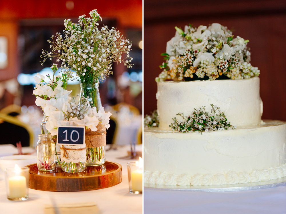 Wedding cake and table decorations