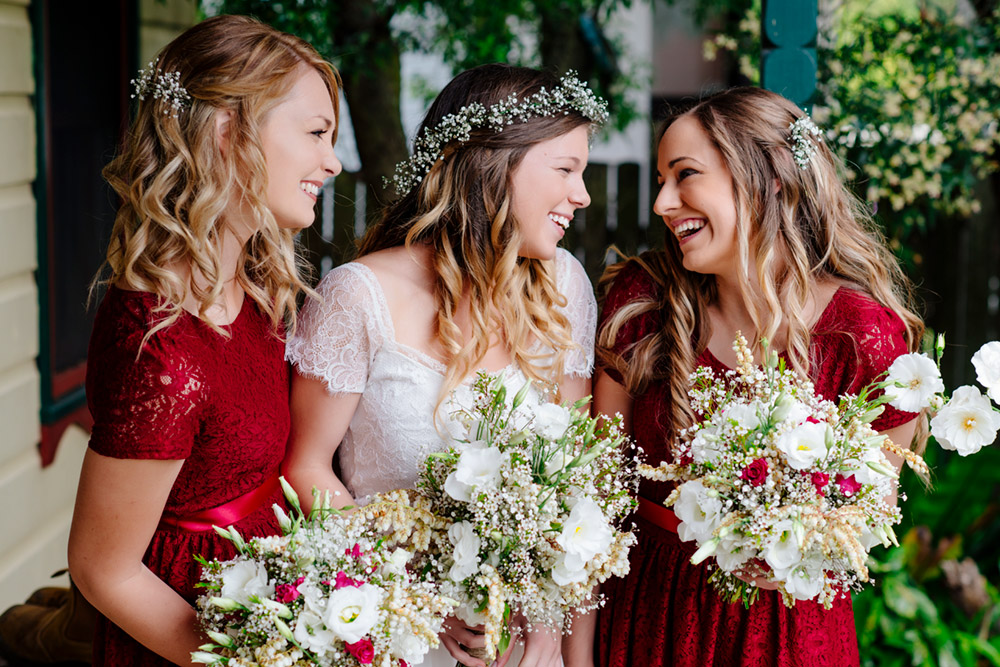Bride and her beautiful bridesmaids