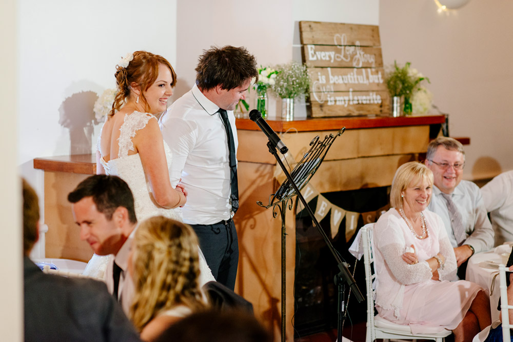 bride and groom speeches at wandin estate wedding