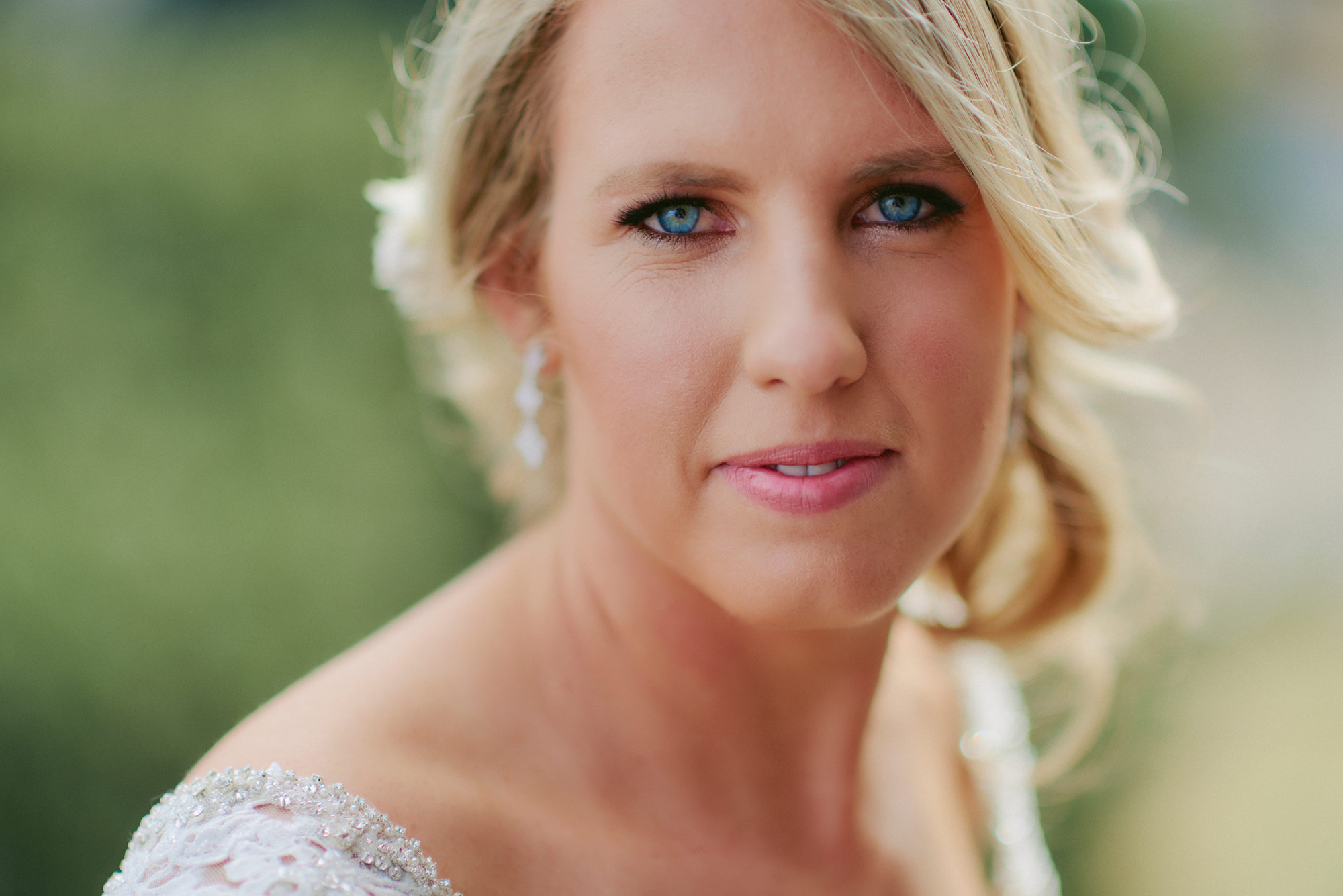 Gorgeous bride with blue eyes