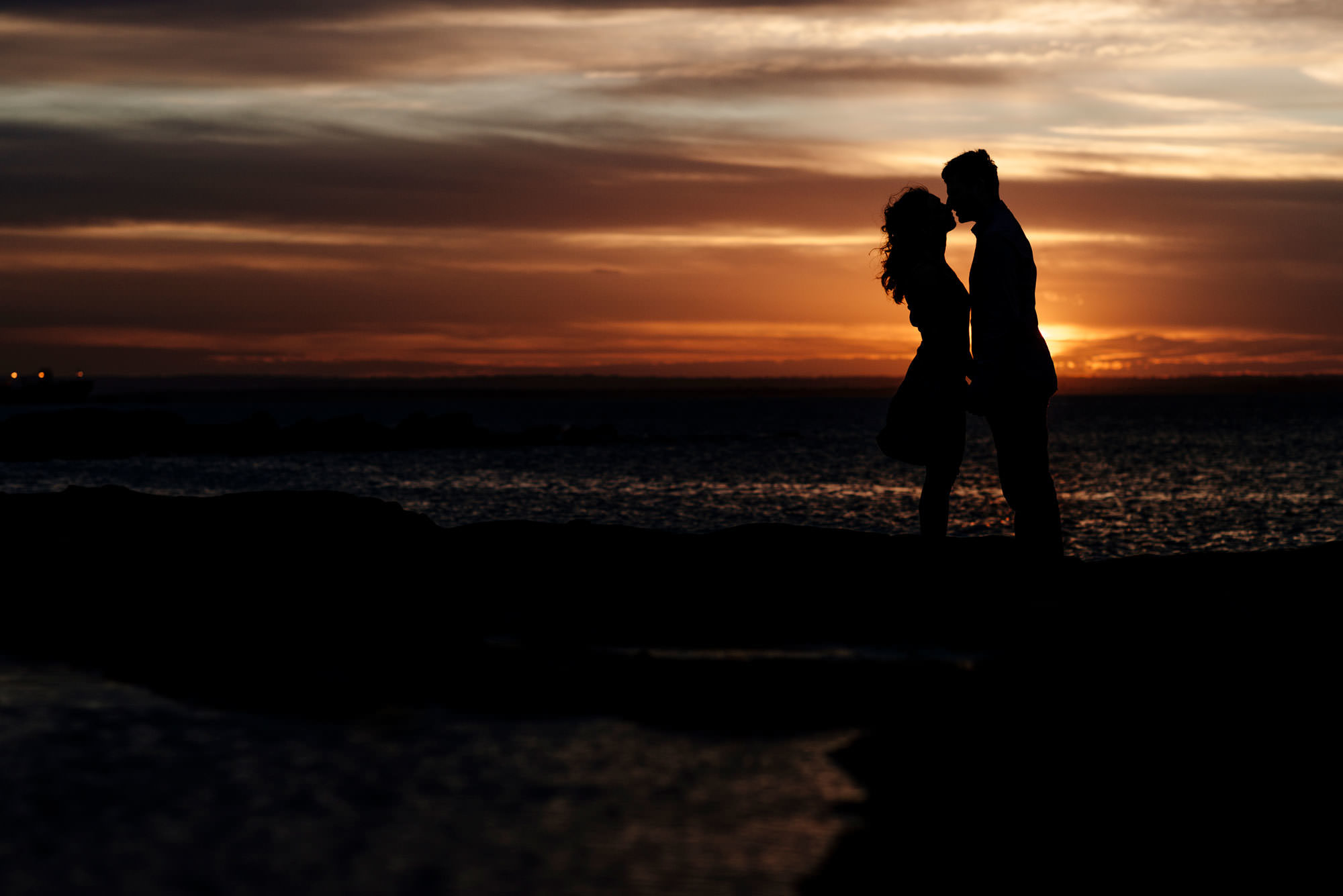 Bare island at sunset for engagement photos