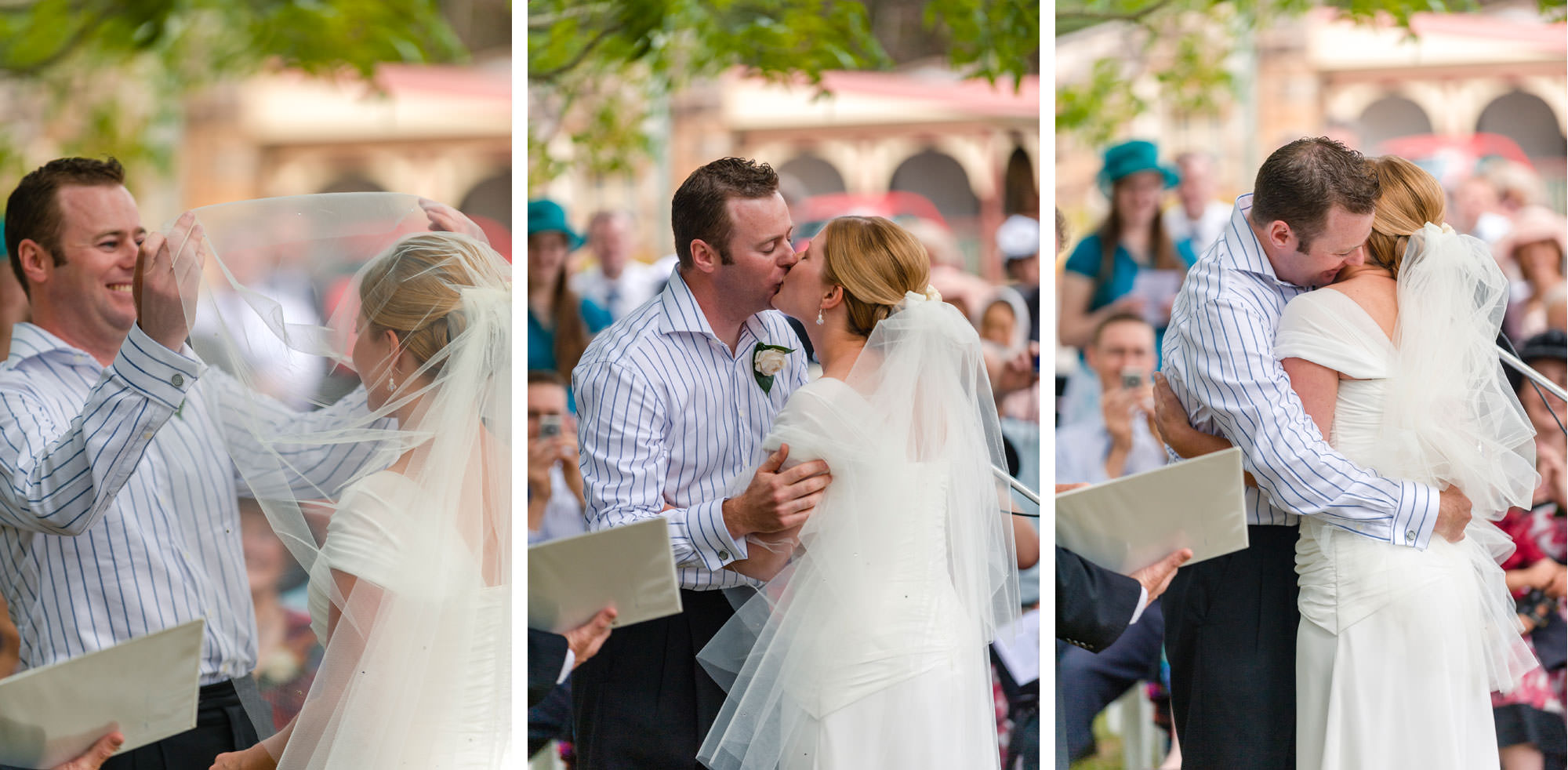 First kiss during wedding ceremony