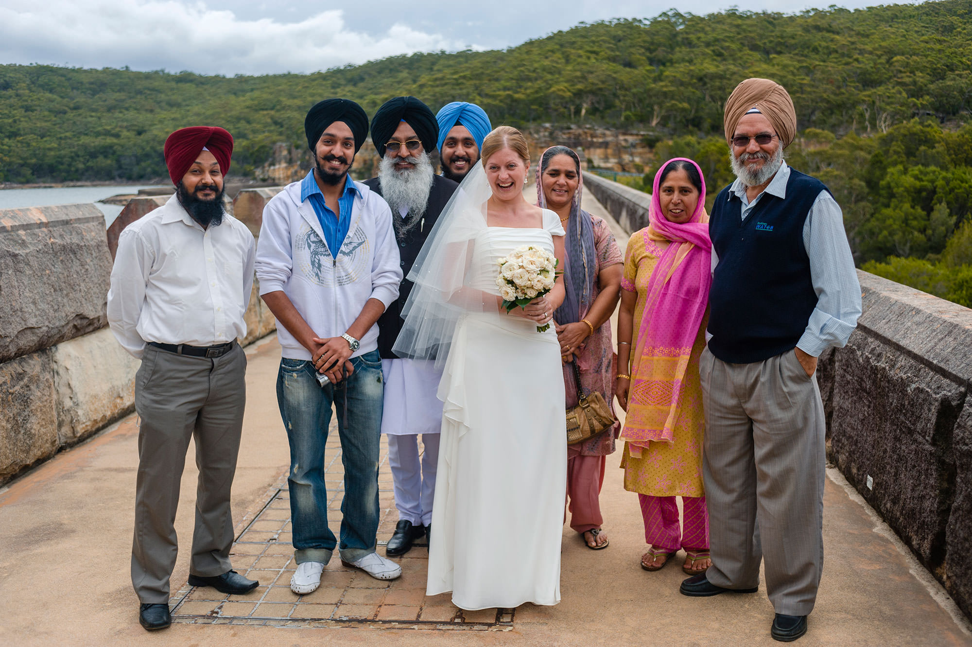 Bride with visitors to Cataract Dam