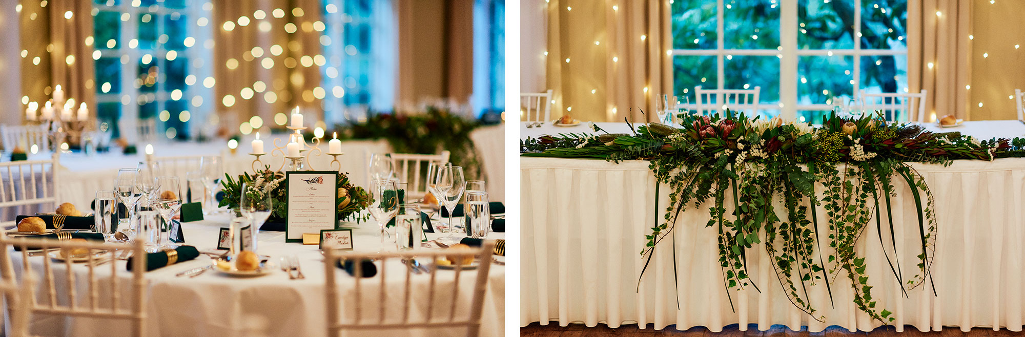 table settings at Milton Park Wedding Reception
