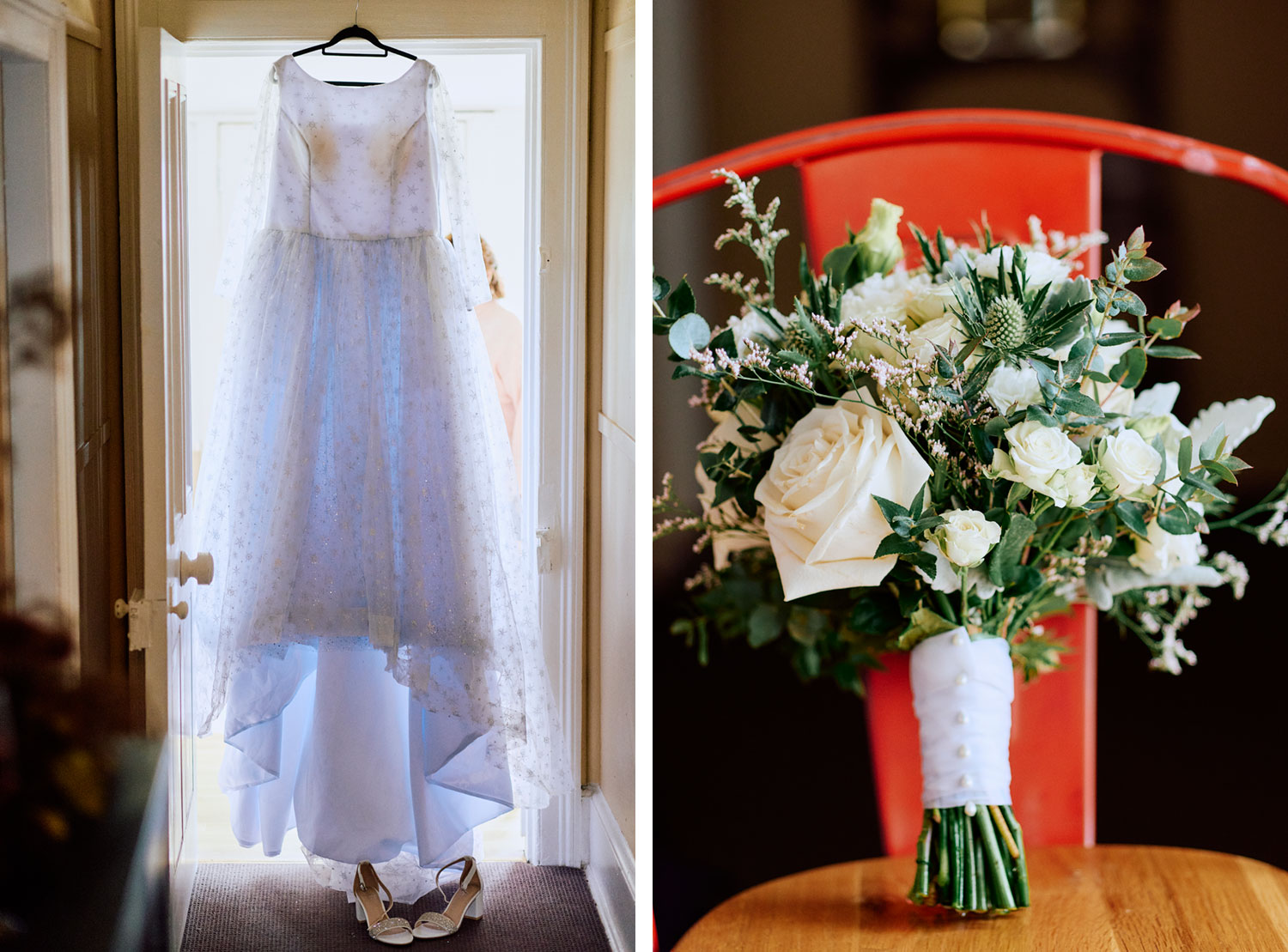 Bride's dress and flowers