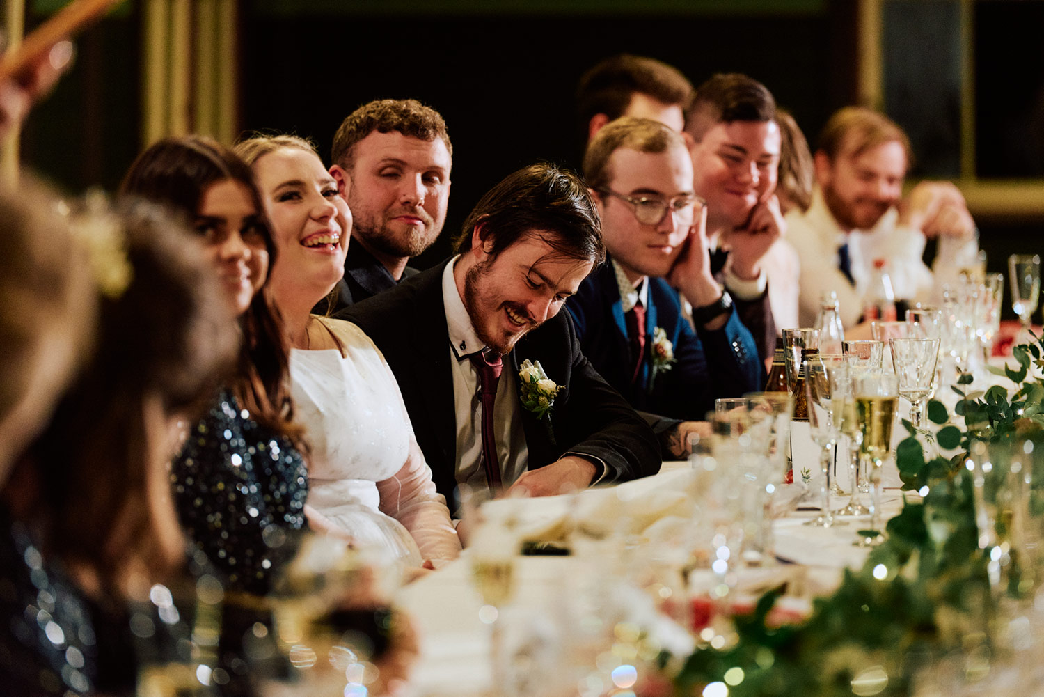 Laughter at wedding speeches