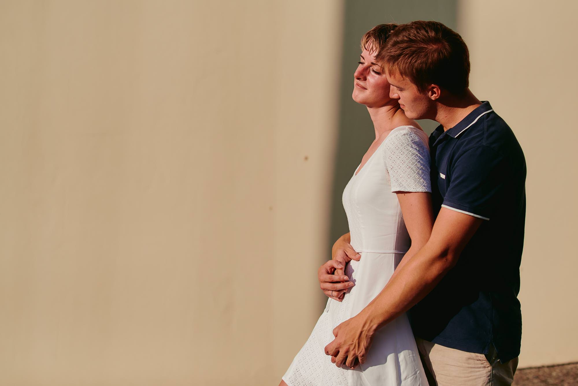 it was a hot day for Nick and Emily's Newcastle Beach engagement session