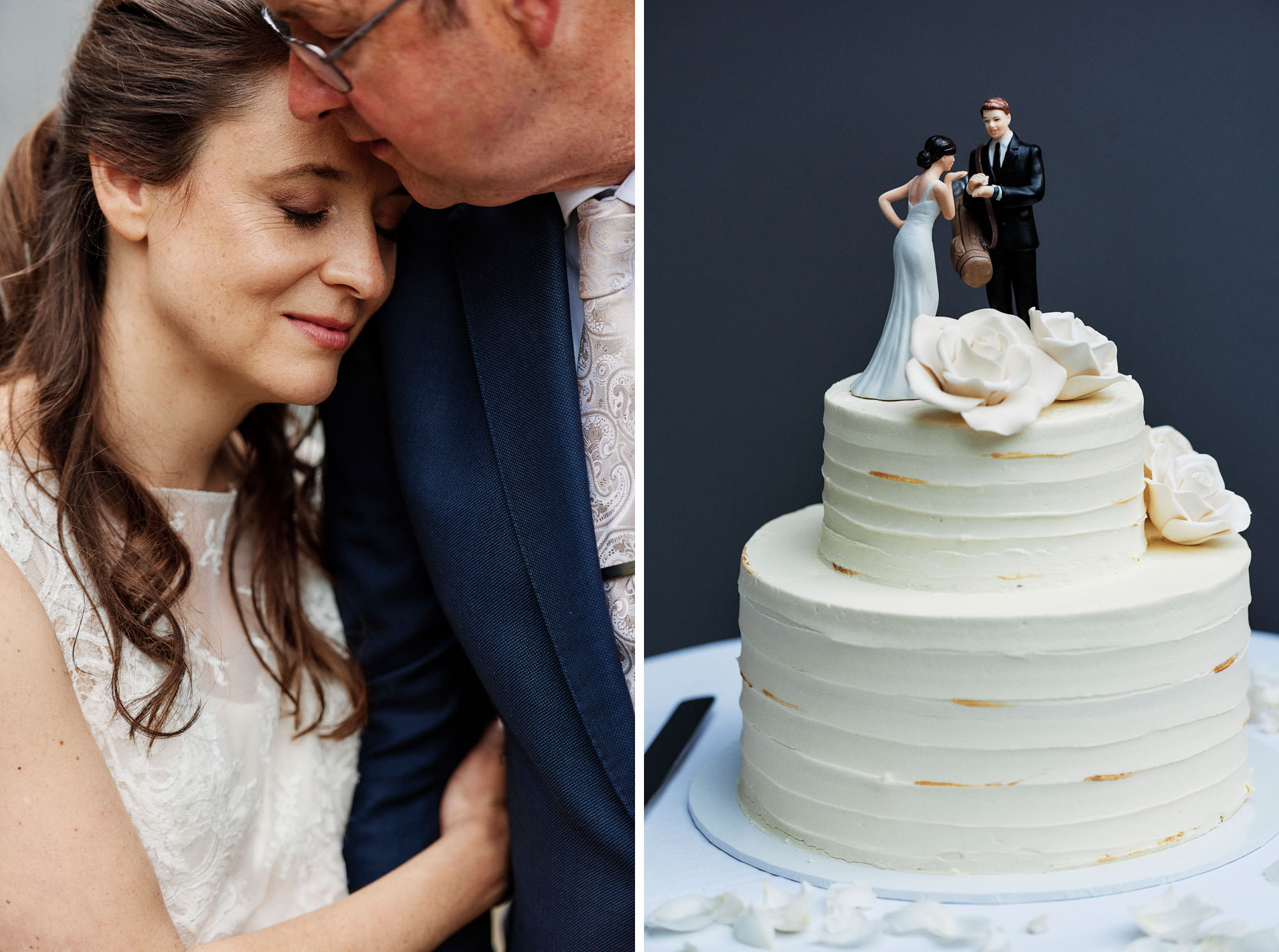 Bride and groom plus wedding cake
