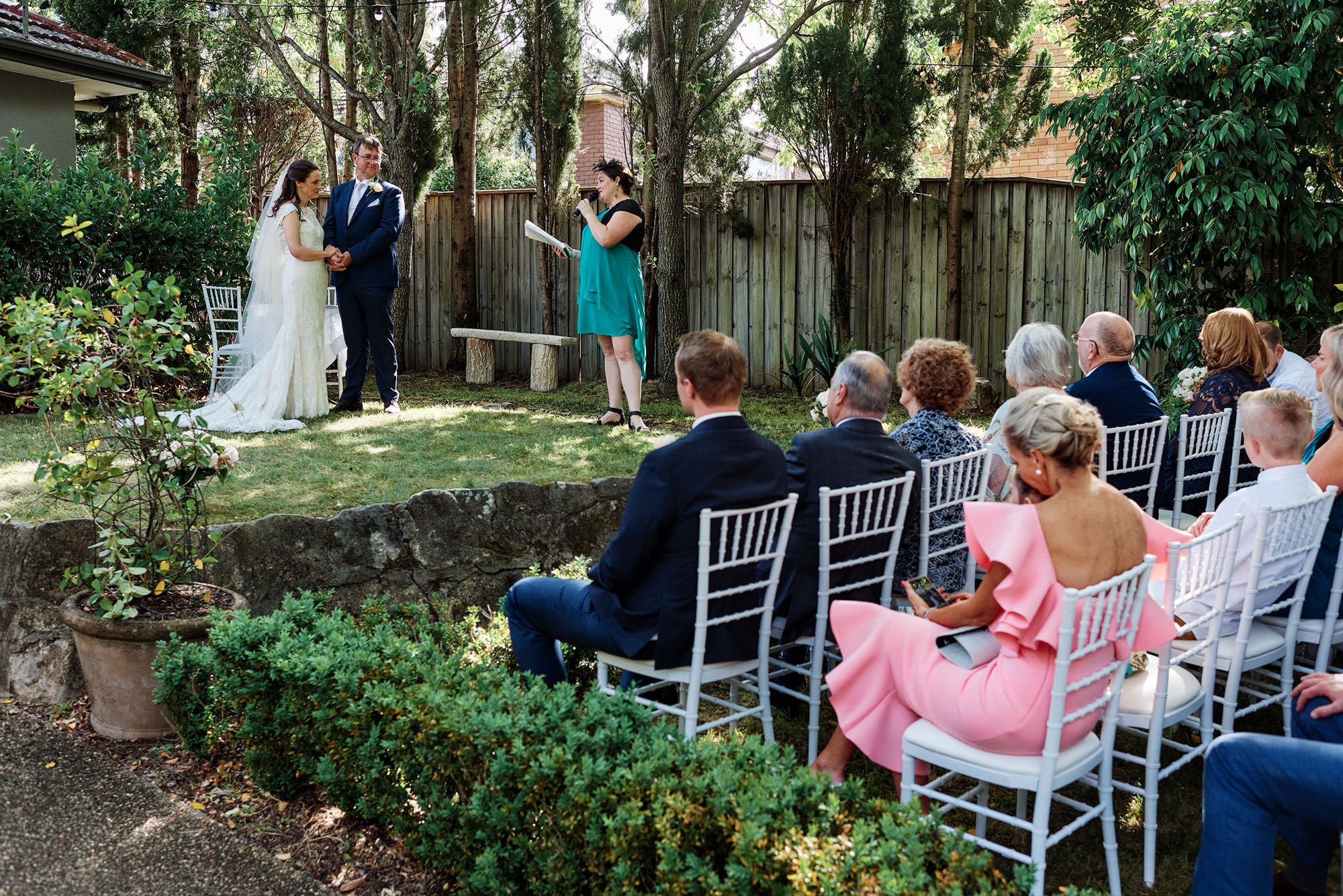 wedding ceremony in their front yard