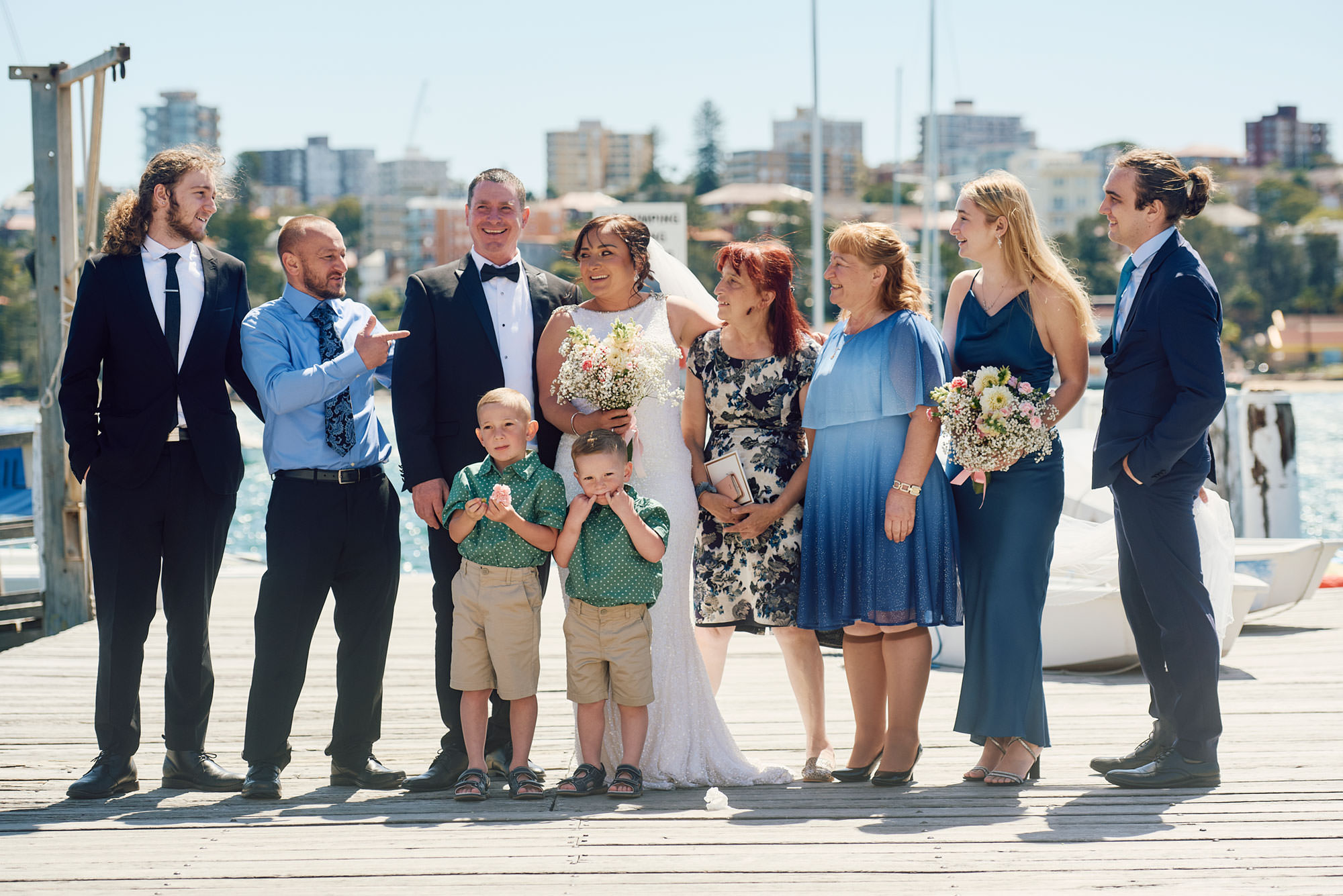 Family photos during Manly yacht club wedding