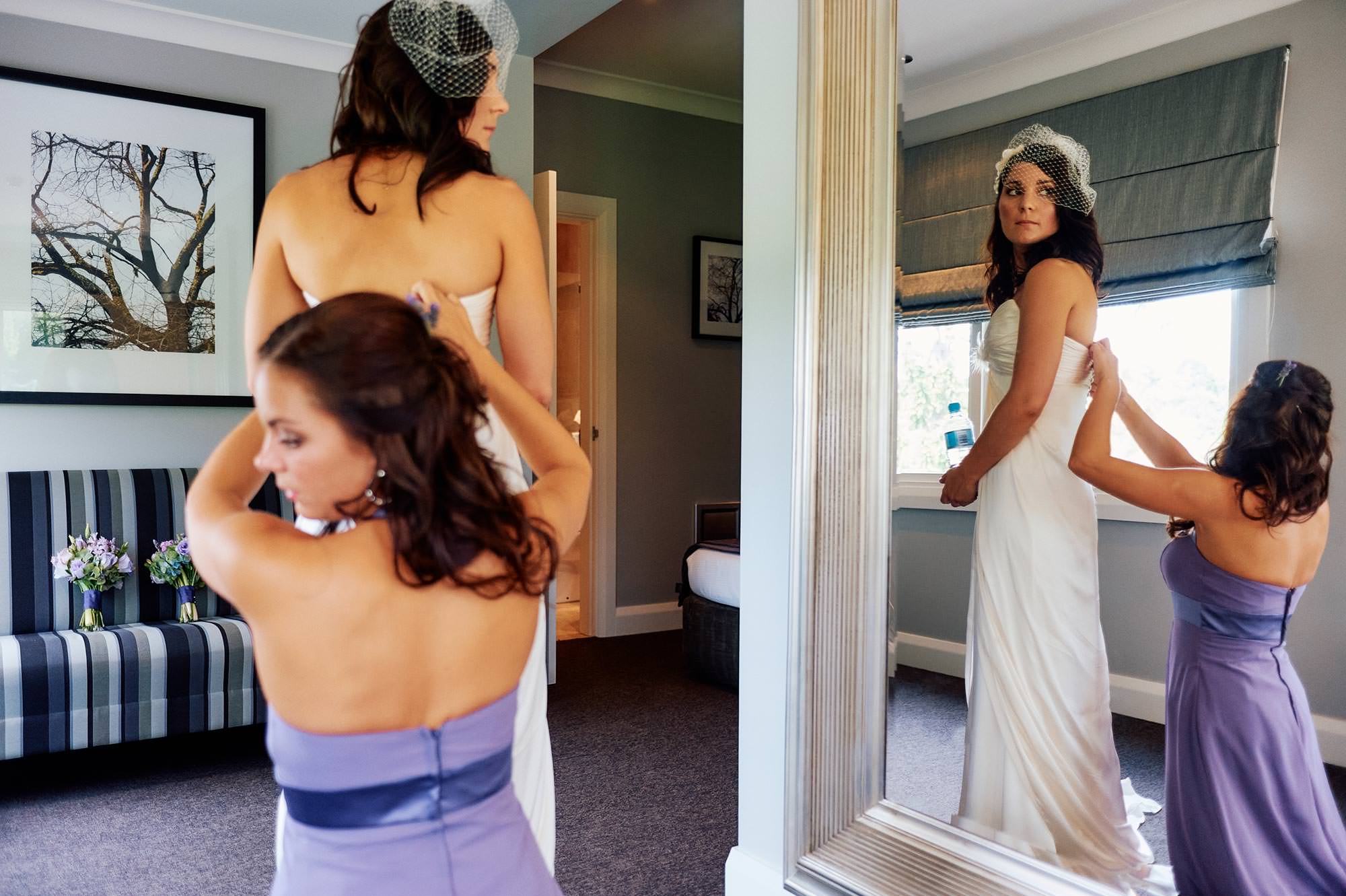 Helping bride get ready