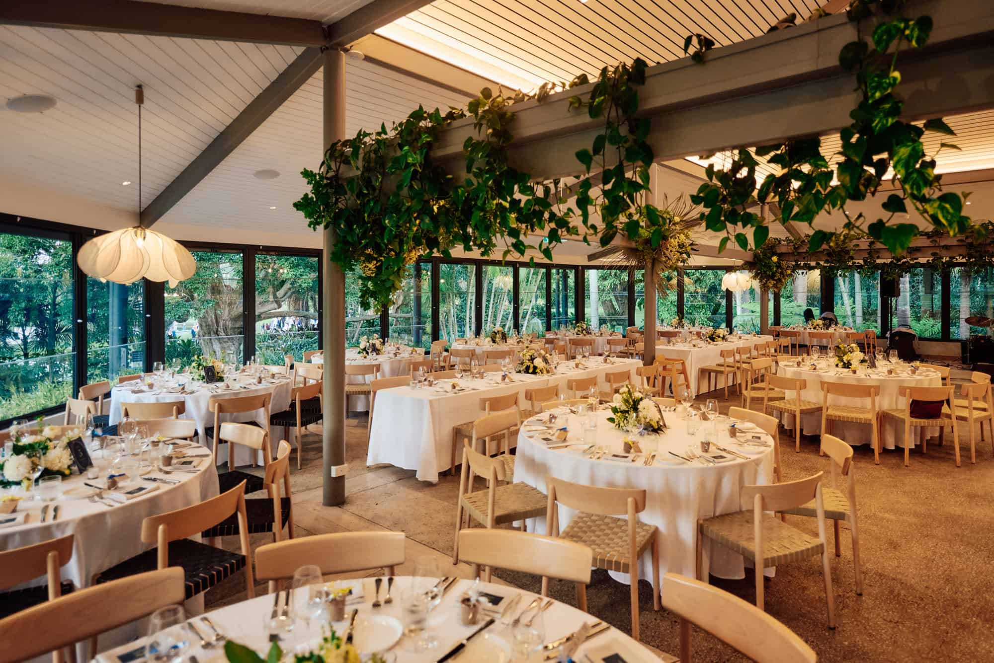 Botanic gardens restaurant ready for wedding reception