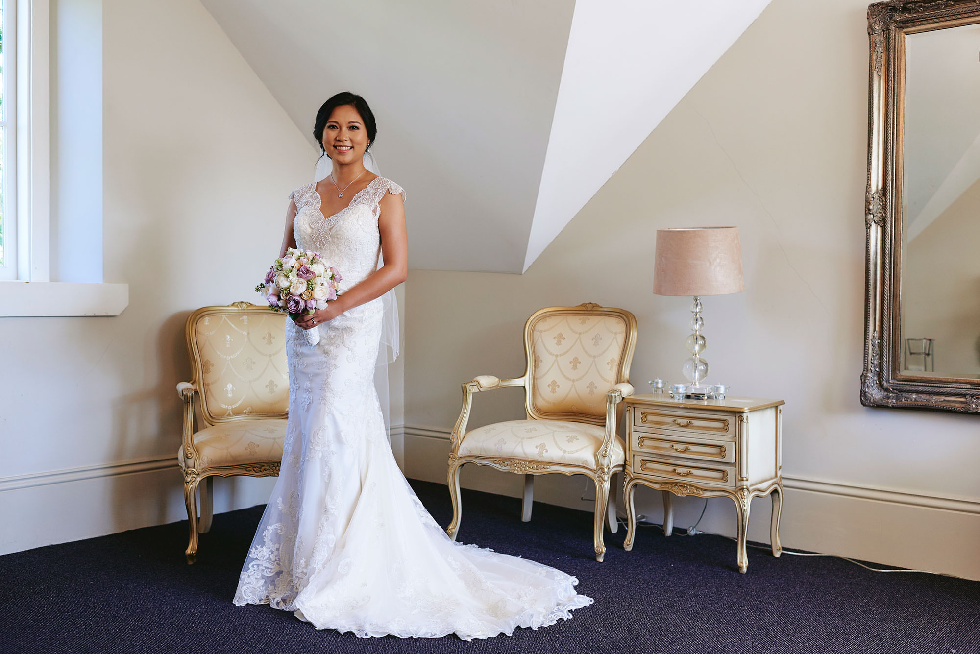 Bride ready for wedding at Oatlands House