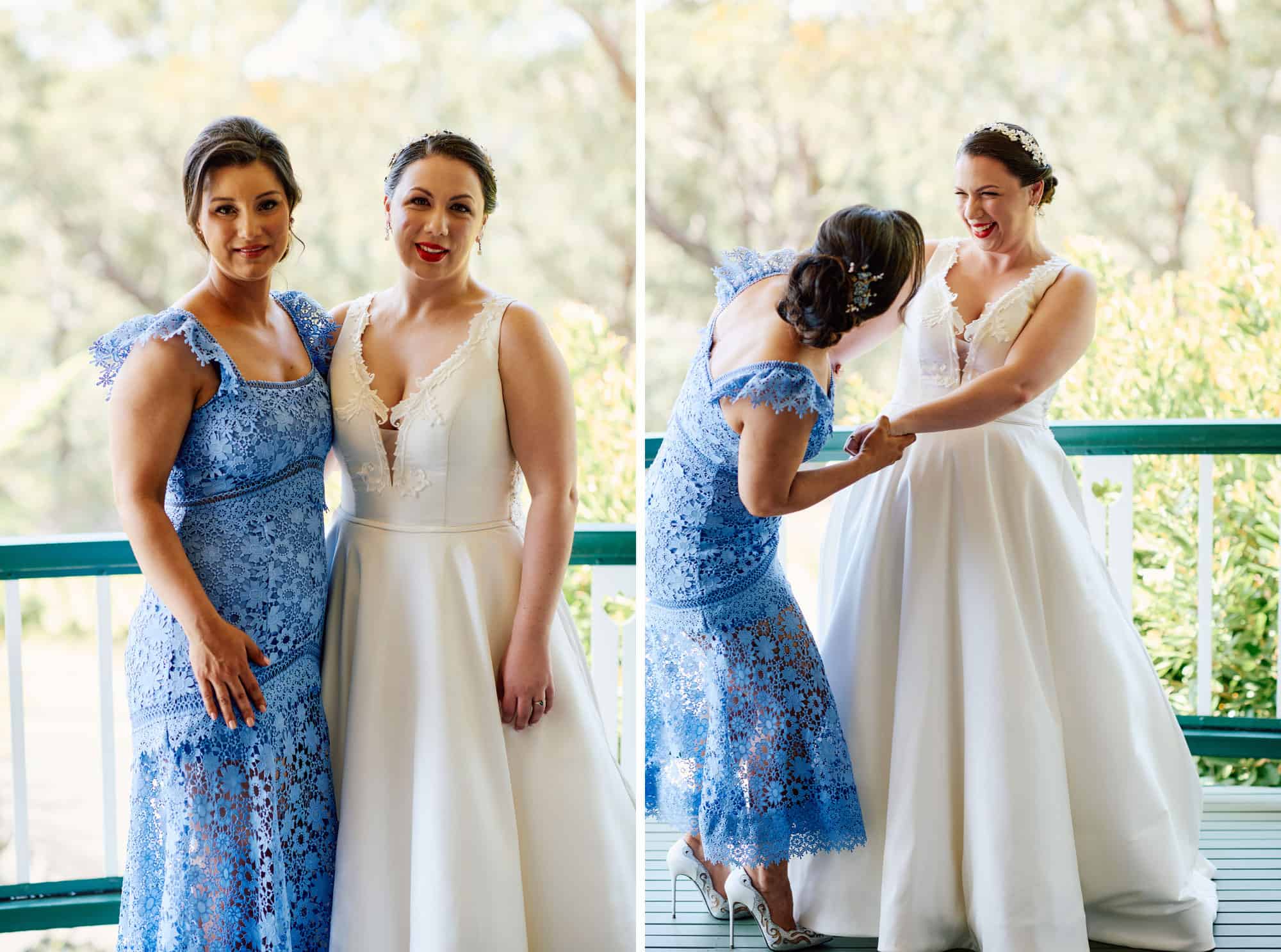 Bride with sister bridesmaid