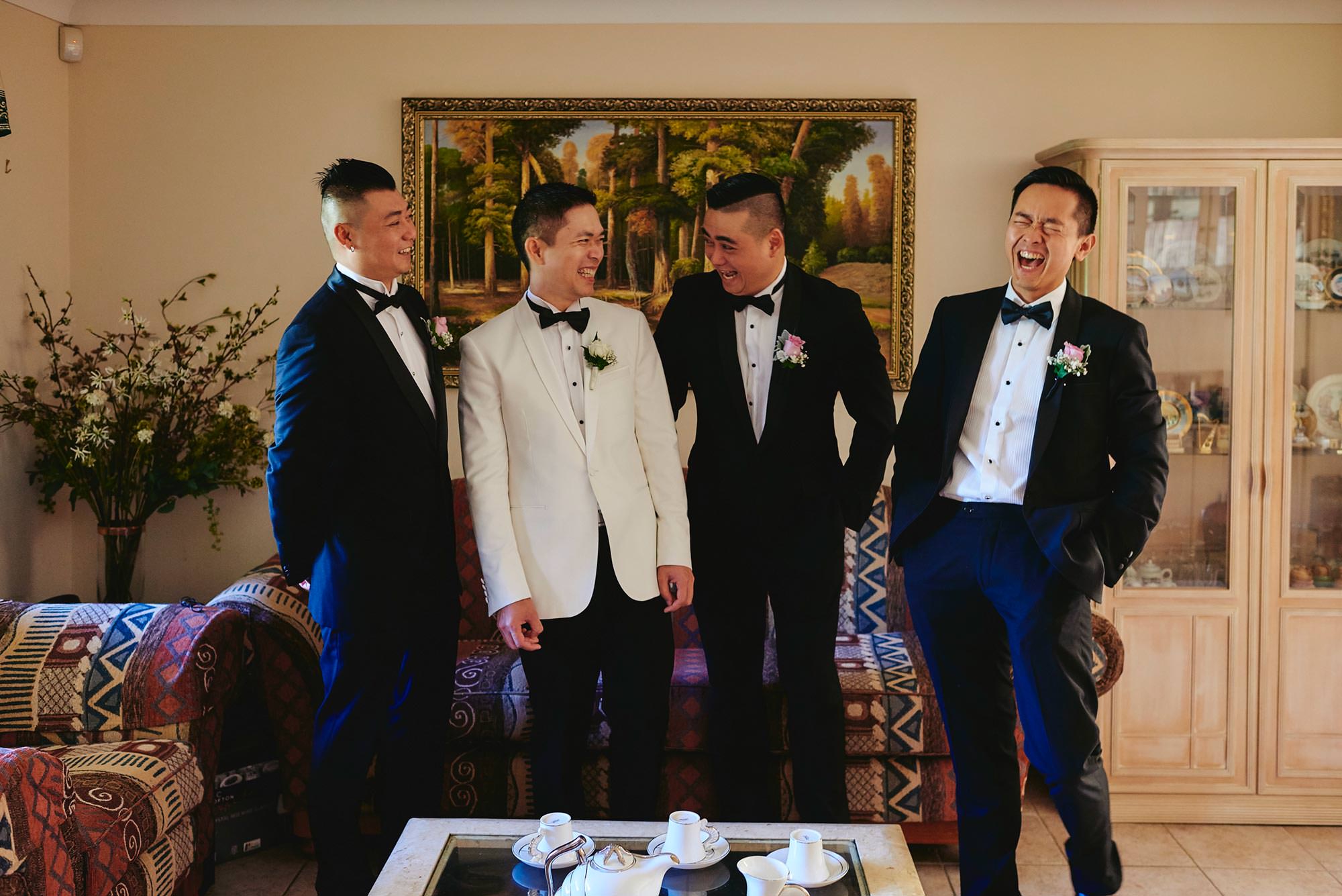 Bridegroom and groomsmen at Oatlands House
