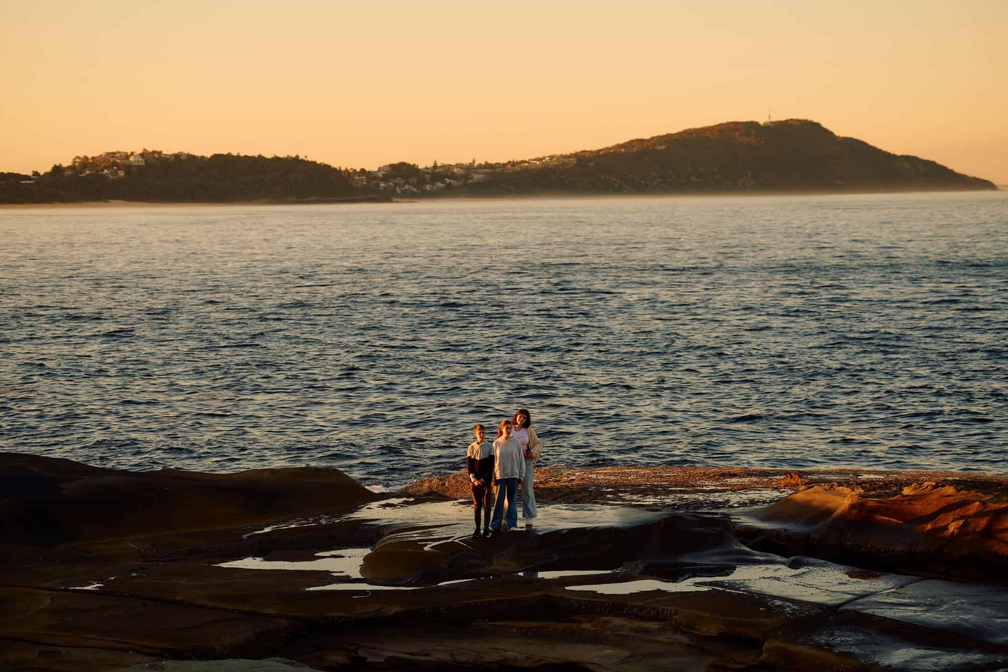 Our three children at Terrigal during sunset