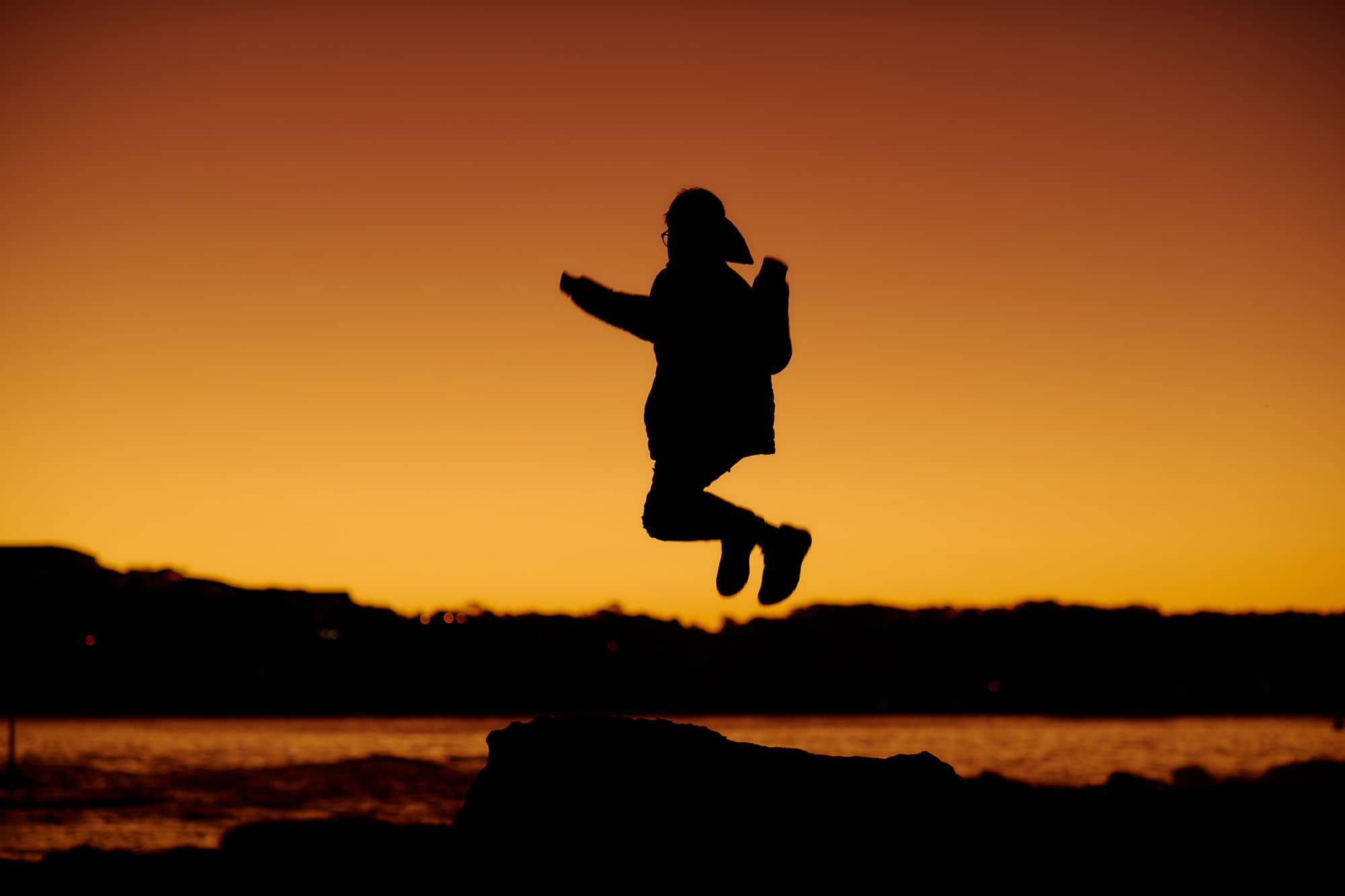 sunset Silhouette Jump by Calvin at Terrigal