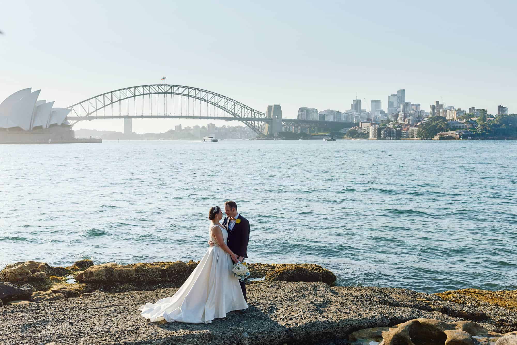 Wedding photos with Sydney harbour Bridge in background