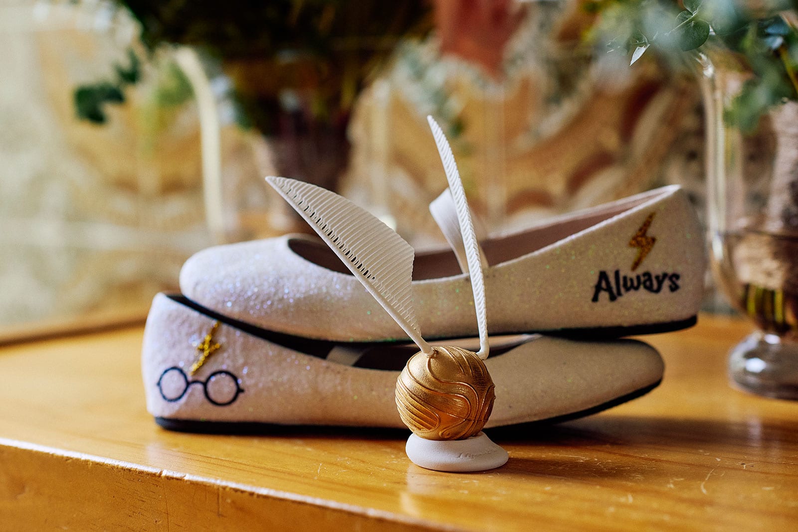 Bride's shoes had a Harry Potter theme