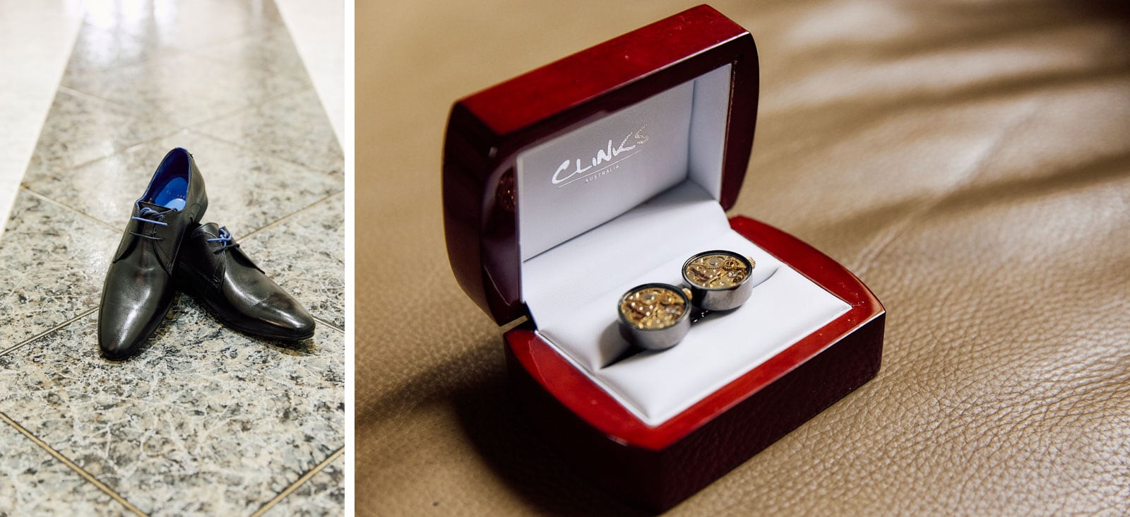 the groom's shoes and cufflinks